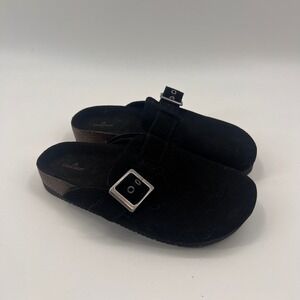 Staheekum Crescent Black Suede Slip On Clogs Womens Size 6 Water Repellent Mules